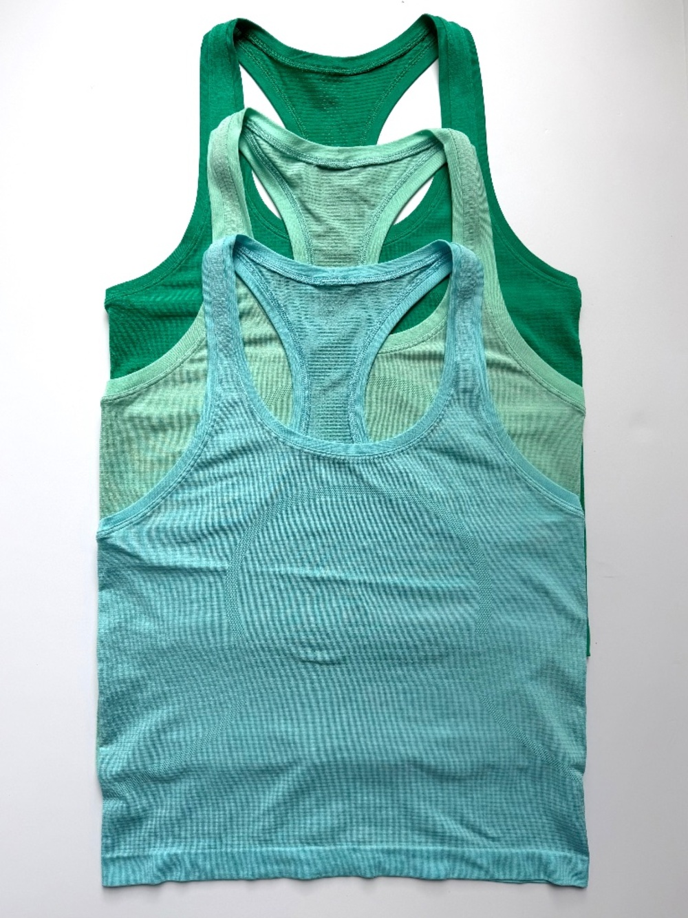 Lululemon Swiftly Tech Racerback Tank Top Waist Length GREEN, MINT, BLUE Size 6